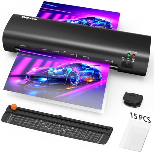 Laminator Machine, 9-Inch Letter Size Laminating Machine with 15 Laminating Pouches for Small Desktop, 4 in 1 Never Jam Thermal Laminator with Trimmer Corner Rounder for Office School Home