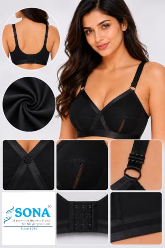 Image of SONA Perfecto Cotton Bra for Woman Full Coverage Non Padded Everyday Wirefree Pack of
