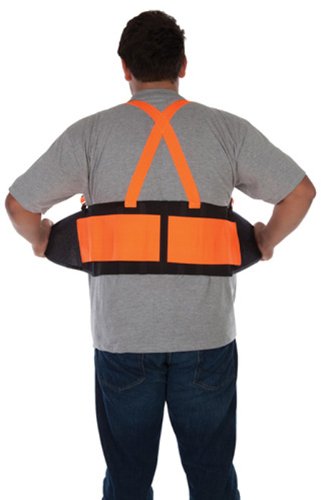 Liberty DuraWear Plain Back Support Belt with Hi-Vis Fluorescent Orange Attached Suspenders X-Large Black