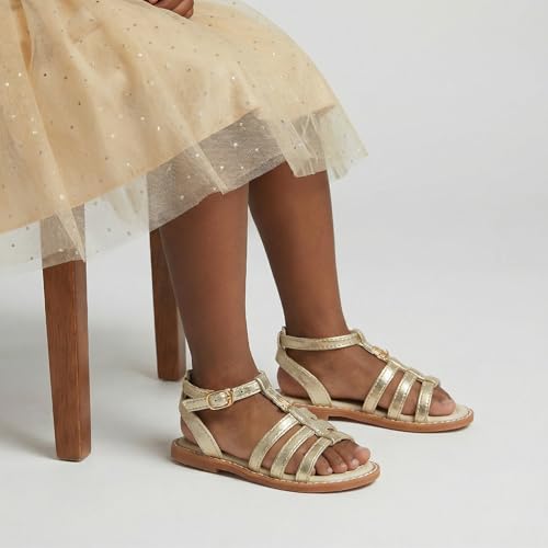 Image of Girls Gladiator Sandals with Adjustable Buckle Comfy Ankle Strappy Flat Shoes