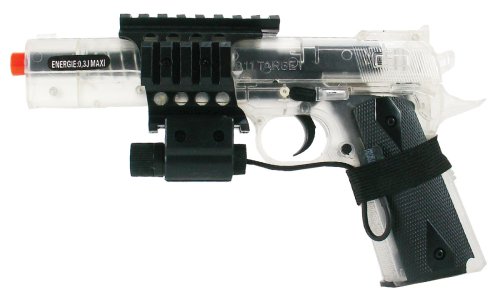 Soft Air Colt 1911 6-Inch Target Model Spring Powered Airsoft Pistol with Laser (Clear),Black,18344