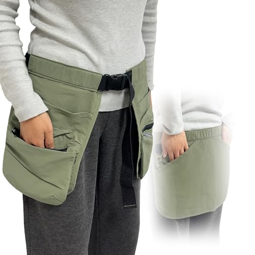 EHERDM Waist Tool Apron Multi-Pocket Tools Belt with 2Pcs Hanging Buckles Heavy Duty Dog Training Aprons Multifunctional Waist Bag for Outdoor Activities Green