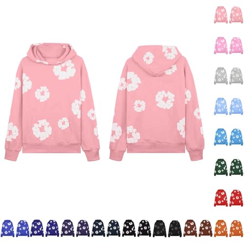 Sweatshirt Und Jogginghose Set 2 Teiliges, Herren Herbst Winter Jogginganzug Männer mit Blumen Trainingsanzug Tracksuit, Y2k Hip Hop Langarm Waffel Sweatshirts Und Hose, Unisex Outfit Sportanzug