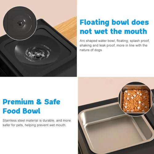 Image of Elevated Dog Bowls, Adjustable Raised Dog Bowls with No Spill Dog Water Bowl and Stainless Steel Bowl, Dog Bowl Stand for Small, Medium, Large Dogs (Stainless Steel)