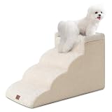 EHEYCIGA Hundetreppe für Kleine Hunde 45 cm Hoch, 4 Stufen, Beige