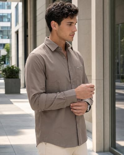 NOBERO Store NOBERO Men's Regular Fit Cotton Full Sleeve Solid Shirt - Image 6