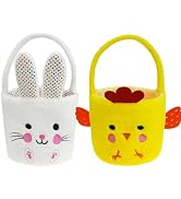Dearsun Set of 2Pcs, Plush Easter Basket Easter Egg Hunting Basket Easter Bag Easter Goodie Gift ...