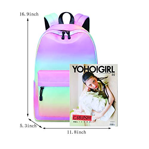 Abshoo Leichter, wasserabweisender Rucksack für Teenager, Mädchen, Schulrucksack mit Lunchtasche, Regenbogen-Set, Medium, Reiserucksäcke