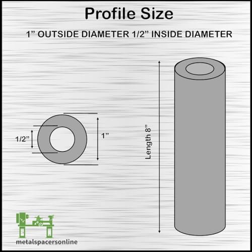 1\" OD x 1/2\" ID 8\" Long (2 pack) MetalSpacersOnline 6061 Round Aluminum Tube Seamless Straight Pipe Tubing for DIY