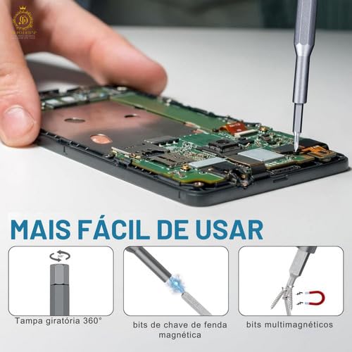 Kit de Chaves de Fenda de Precisão, 25 Peças Magnéticas, Estojo Compacto