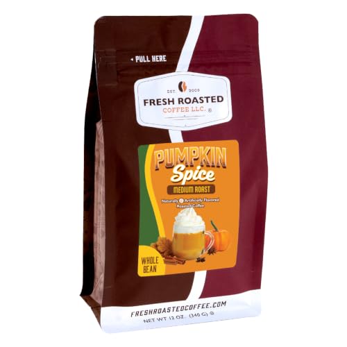 Image of Fresh Roasted Coffee, Pumpkin Spice Flavored Whole Bean Coffee, Medium Roast, Kosher, 12 oz