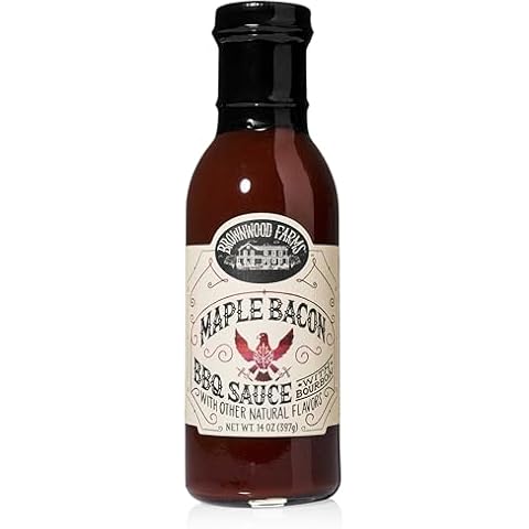 Brownwood Farms BBQ Sauce, Made in Small Batches, Sweet and Tangy, Great on Fries, Meatloaf, Burgers, Glaze, Real Ingredients 14oz (1 Count, Maple Bacon) Cover