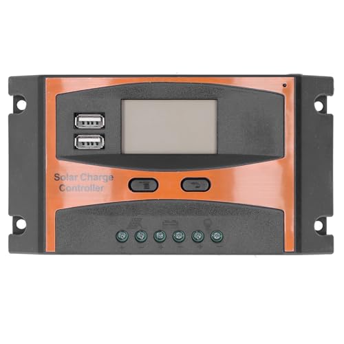 Image of 12V /24V Solar Charge Controller, PWM Solar Power Controller with Dual USB Ports, Digital Display for Solar Panel System, IP32 High Efficient Controlling Device for Lead (50A)