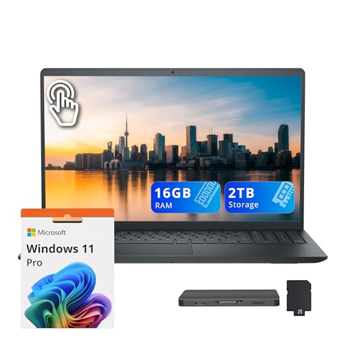 Dell Inspiron 15.6インチ FHD タッチスクリーンノートパソコン、Intel Core i7-1355U、16GB RAM、2TBストレージ(1TB SSD+1TBドッキングステーションセット)、Iris Xe Graphics、テンキー