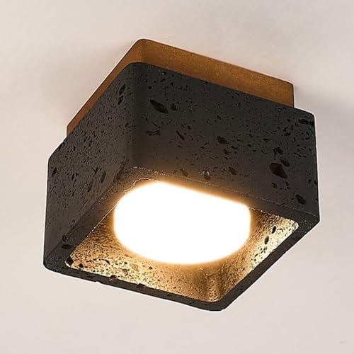 Plafonnier en travertin noir design rétro haut de gamme pour couloir chic