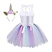 TiaoBug Vestido de Unicornio Niñas para Fiesta Cosplay Disfraz Tutú Falda Lentejuelas...