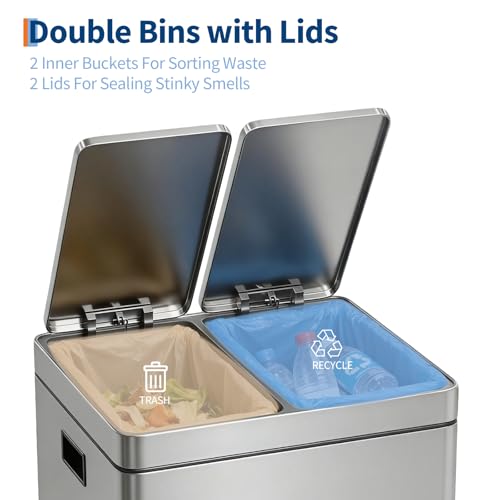Caneca de basura rectangular acero inoxidable 60L miniatura 5
