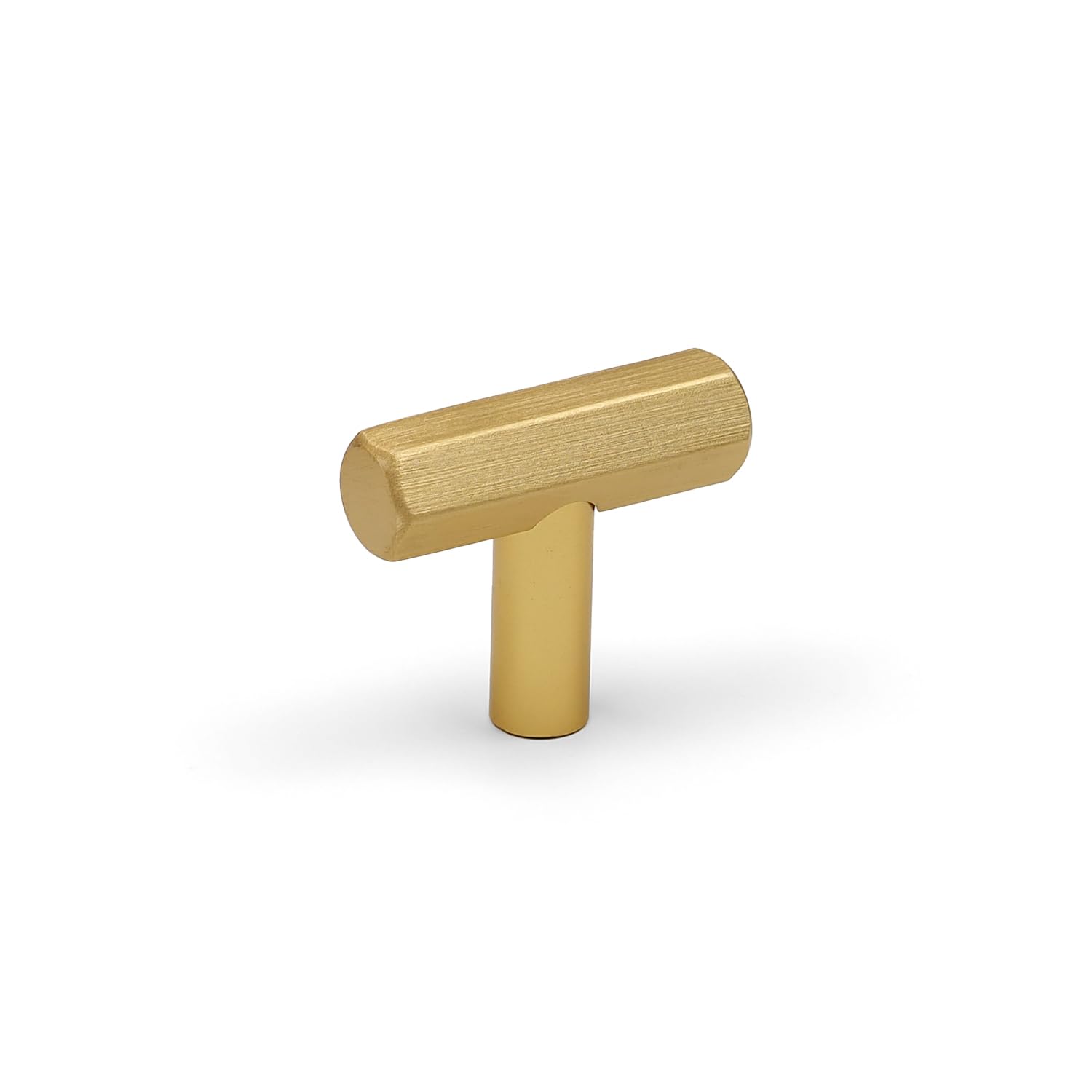 Handle & Home Brushed Brass 40Mm Hexagon T-Bar Knob Brushed Cabinet Cupboard Door Drawer Pull Handle