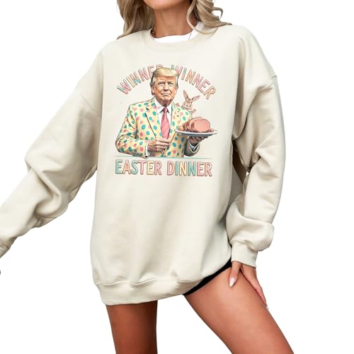 Winner Winner Easter Dinner Sweatshirt, President Trump Happy Easter Day Sweatshirt, Trump Easter sweatshirt, Bunny design sweatshirt, Festive dinner sweatshirt, Trump and bunny sweatshirt