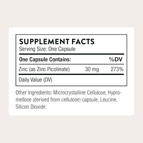 THORNE - Zinc Picolinate 30 mg - Highly Absorbable Zinc Supplement - Supports Immune System, Eye, Skin & Reproductive Health* - Third-Party Certified - Gluten, Dairy & Soy-Free - 180 Capsules - Image 3