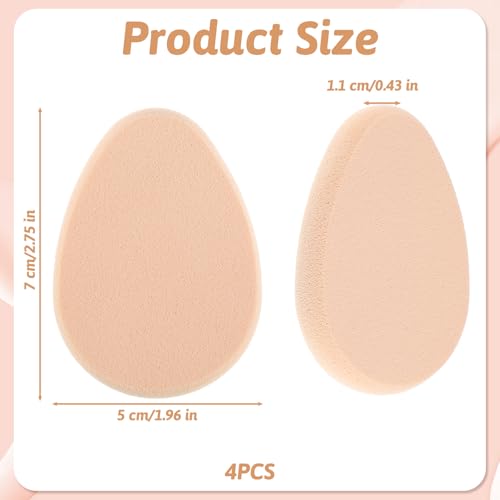 4 Packs Oval Puff Beauty Egg, Make-up Egg Air Cushion Puff Makeup Sponge Foundation Sponge Professional Beauty for Eye Foundation, Blush Application, Forehead, Cheeks, Dry and Wet (Skin Tone) - Image 3