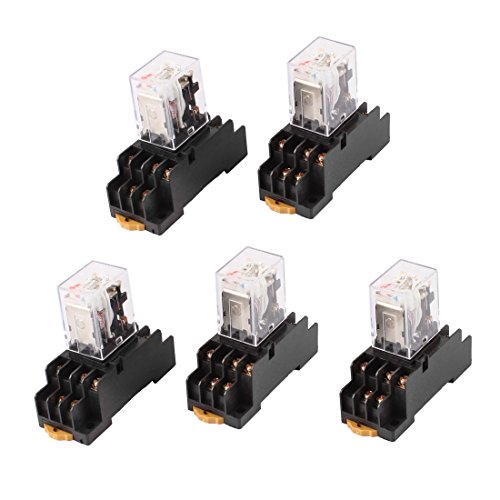 Relais de puissance AC 380V à 11 broches rondes avec voyant rouge et socle DIN