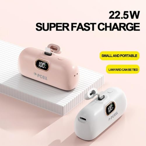Image of Powerpod 5000mAh 22.5W Fast Charging Nano Powerbank, in-Built Type C Input /Output Pin, Type C PD Output, LED Battery Indicator, Compatible with Type C Smartphone, iPhone (Matte Black)