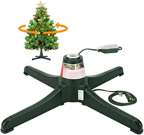 GREATDAY Rotating Tree Stand,360-Degree rotating christmas tree stand,Up to 7.5ft and 80 pounds Artificial Tree,With 3 settings trunk diameter