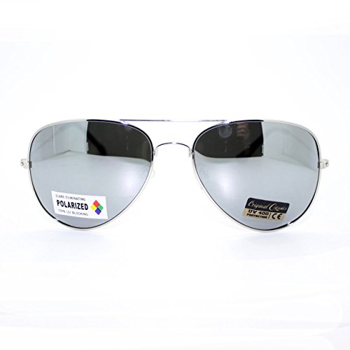Silver Mirror Lens Polarized Aviator Sunglasses Thin Metal Classic Aviators2