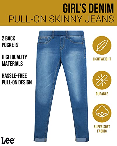 Lee Girls' Jeggings - Pull On Super Stretch Denim Skinny Jeans For Girls (4-14), Size 7, Cielo #TOP1