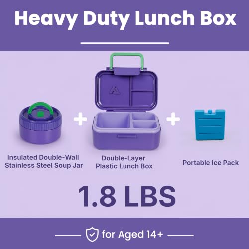 Image of Bento Lunch Box 1283ML / 43 oz with 391 ML / 13 oz Food Jar, Ice Pack