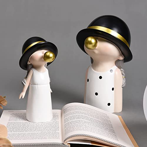Kakizzy Small Figurines Decor, Black And White Little Girl Living Room Table Figures Small Shelf Decor Items Resin Home Décor Accents Fun Nick Nacks House Statue Decor Indoor For Office, C-Girl Black #TOP4