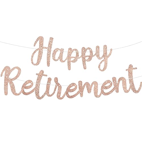 Image of BEISHIDA Pre-Strung Rose Gold Happy Retirement Banner Party Decoration