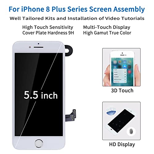 For Iphone 8 Plus Screen Replacement With Home Button White, Front Camera, Sensor, Earpiece. Foobong Iphone 8Plus Lcd Screen Full Assembly Touch Display Digitizer Repair Kit With Repair Tools 5.5Inch #TOP2