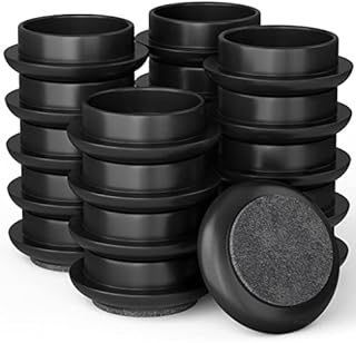 Medipaq Premium Felt Castor Cups for Wooden Floors & Smooth Surfaces - Floor Protectors for Furniture Legs - Castors for Furniture - Dark Wood Grain - 8x Furniture Castor Cups - Small: 44mm Diameter