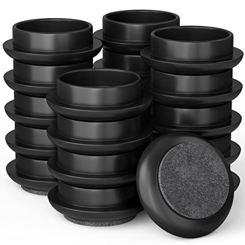 Medipaq Felt Castor Cups - 24x Small 44mm Black - Protects Wooden & Smooth Floors - Chair & Furniture Leg Protectors