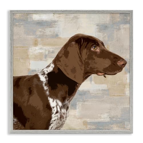 Vintage Pointer Dog Portrait, 17 x 17 Inch Framed Giclée Print