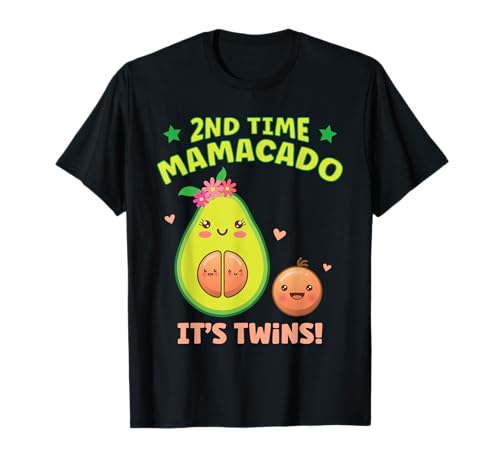 Mamacado Twins 2nd Time Mom Baby Announcement T-Shirt