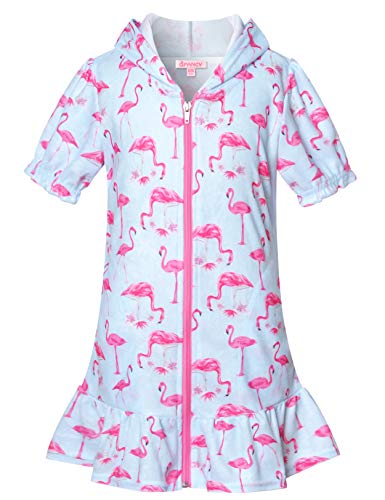 Qpancy Girl Swim Cover-Up Flamingo Zip Up Cover Up Terry Hooded Swimsuit Coverups,4T 5T #TOP6