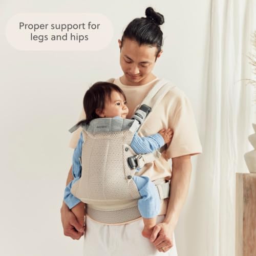 Image of BabyBjorn Baby Carrier Harmony, Cream, 3D Mesh, 3-in-1 Ergonomic Baby Carrier; Newborn, Facing-in, Outward-Facing, and Back Carrying Positions Supported (7-40 lbs), Newborn to Toddler
