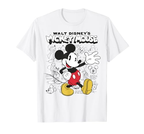 Mickey And Friends Mouse Sketches Portrait Maglietta