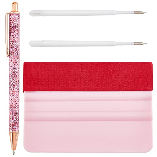 GORGECRAFT 4PCS Precision Pin Pen Set Craft Vinyl Weeding Tools Retractable Air Pin Pen Wrap Installation Kit with Refill for Bubble Removal on The Film（Pink）