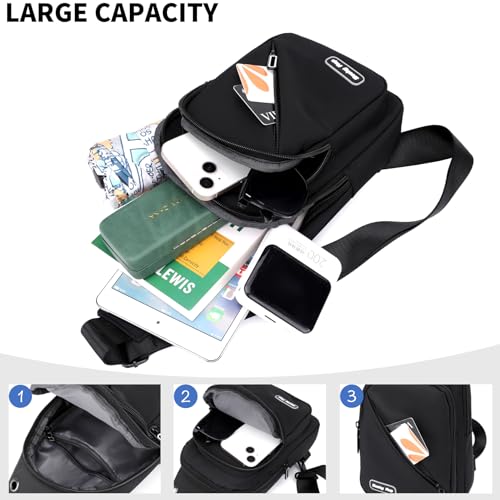 Seoky Rop Sling Bag for Men Women, Small Nylon Crossbody Bag Trendy, Casual Shoulder Chest Bag for Travel Running Hiking Black by Seoky Rop - Used condition - Image 5