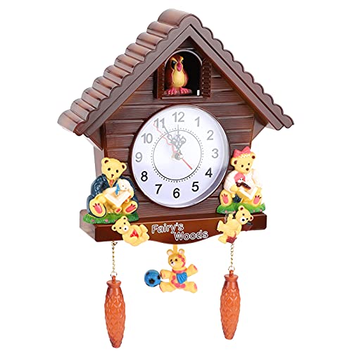 WGFOIP Cuckoo Clock, Tree House Clock Wooden Pendulum Wall Clock Pendulum Quartz Clock for Home, Cuckoo Bird Voices Call