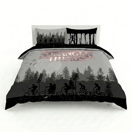 Jay Franco Stranger Things Duvet Cover Set Super Soft Bedding with Pillowcase COVER ONLY Comforter Not Included Black 3 Piece Double