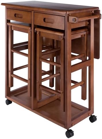Teak Dropleaf Kitchen Table With Barstools