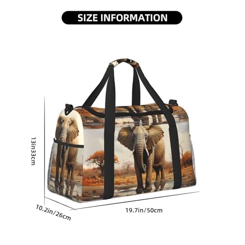 African elephant Travel Duffel Bag - Large Capacity Carry On Bag for Women & Men, Suitable for Travel and Outdoor Activities, Black4
