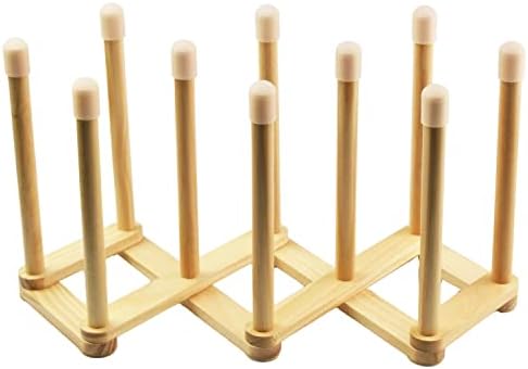 Cyauatt Wooden Cup Bottle Drying Rack, Retractable Drinking Glass and Sports Bottle Drainer Rack,Stand Cup Dish Holder and Plastic Bag Dryer Rack