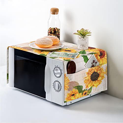 Coldinair Vintage Sunflower Print Refrigerator Dust Cover Washing Machine With Storage Pockets Bags Fridge Dust Cover Oven Cover #TOP2