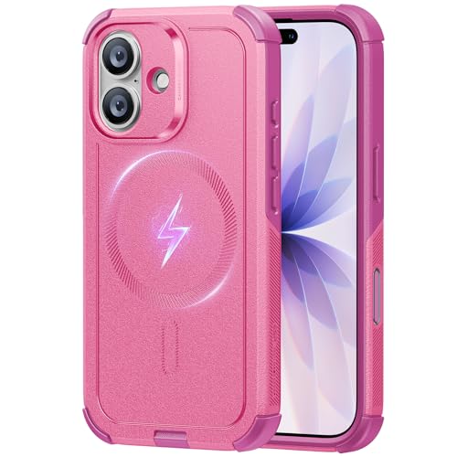ESR for iPhone 17 Phone Case, 23ft Military-Grade Drop Protection, Shock-Absorbing Rugged Cover, MagSafe Accessories Compatible, Cyber Series, Rosy Pink